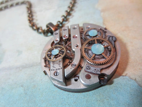 Steampunk Pendant - Time Lock - Steampunk Necklace- Steampunk jewelry handmade with real vintage watch and pocket watch parts