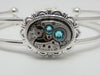 Steampunk Bracelet - In the Works - Steampunk watch parts cuff - Aquamarine bracelet - Repurposed - Steampunk jewelry - March Birthday