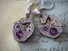 Steampunk ear gear - Amethyst - Steampunk Earrings - Repurposed art