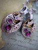 Steampunk ear gear - Amethyst - Steampunk Earrings - Repurposed art
