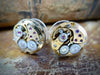 Steampunk Stud Earrings with Gold Mechanical Watch Movement, Steampunk Earrings , Steampunk jewelry