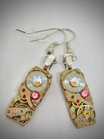 Steampunk - Rose gold  - Steampunk Earrings - Repurposed art