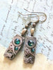 Steampunk watch movement earrings  - Emerald Earrings - Repurposed art