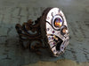 Back in time XI- Steampunk Ring - Repurposed recycled beautiful timepiece watch movement ring sapphire topaz