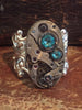 Back in time XI- Steampunk Ring - Repurposed recycled beautiful timepiece watch movement ring Tourquois Swarovski crystals