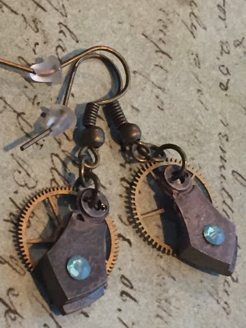 Steampunk Jewelry - Precious Time  - Steampunk Earrings - Repurposed art