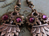 Steampunk owl earring , Steampunk earrings , Owls , Amethyst Birthstone