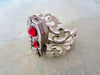 Ruby Watch movement Victorian style silver adjustible ring - Steampunk - Swarovski crystals in Ruby | July