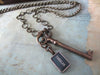 Steampunk necklace  - Key of time - antique skeleton key - Vintage Antique French key with Antique typewriter key