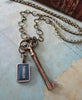 Steampunk necklace  - Key of time - antique skeleton key - Vintage Antique French key with Antique typewriter key