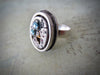 Steampunk Ring - Aquamarine Ring For Her - Watch Movement Ring - April Birthstone - Antique Silver - Adjustable Victorian Ring