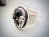 Steampunk Ring - Onyx Ring  - Unisex - Watch Movement Ring - Antique Silver - Adjustable Victorian Ring