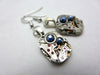 Watch movement Earrings Steampunk ear dark Sapphire Steampunk Earrings Birthday Gift for her