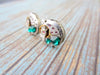 Steampunk Stud Earrings with Mechanical Watch Movement - Post Earrings - Emerald - May Birthstone - Steampunk jewelry - gift for mom