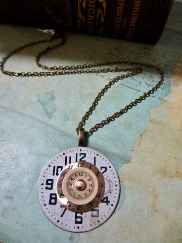 Steampunk Pendant -  Time after time  - Steampunk watch parts Necklace- Repurposed art