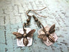 Steampunk Earrings with vintage Watch Dials, Faces Steampunk Earrings , Steampunk jewelry Bees  Birthday gift bee charms