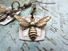 Steampunk Earrings with vintage Watch Dials, Faces Steampunk Earrings , Steampunk jewelry Bees  Birthday gift bee charms