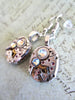 Steampunk watch earrings - Almost Time  - Steampunk Earrings - Sapphire shimmer - Repurposed art