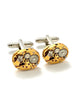 Genuine Gold Hamilton movement Steampunk Cufflinks - Matching Vintage Luxury Pinstriped Jeweled Movement Cufflinks for him Men Wedding Gift