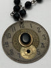 Steampunk Necklace - Juncture - Pocket watch face - Onyx - gift for mom - Birthday gift for her