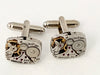 Genuine Hamilton movement Steampunk Cufflinks Matching Vintage Silver Luxury Jeweled Movement Cufflinks for him Men Wedding Gift