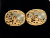 Genuine Gold Hamilton movement Steampunk Cufflinks - Matching Vintage Luxury Pinstriped Jeweled Movement Cufflinks for him Men Wedding Gift