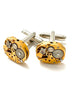 Genuine Gold Hamilton movement Steampunk Cufflinks - Matching Vintage Luxury Pinstriped Jeweled Movement Cufflinks for him Men Wedding Gift