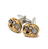 Genuine Gold Hamilton movement Steampunk Cufflinks - Matching Vintage Luxury Pinstriped Jeweled Movement Cufflinks for him Men Wedding Gift