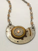 Steampunk Necklace - Juncture - Pocket watch plate - Topaz shimmer Swarovski crystal - gift for mom - Birthday gift for her