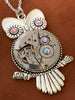 Steampunk Pendant - Who&#39;s Time - Steampunk Necklace - Owl pendant Swarovski crystals in Topaz shimmer
