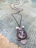 Steampunk Pendant - Who&#39;s Time - Steampunk Necklace - Owl pendant Swarovski crystals in Amethyst