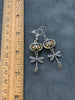 Dangle earrings set with Silver dragonfly’s - Steampunk Earrings - gift for her - Birthday gift - unique - one of a kind - with gears boho