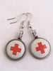 Rescued  XI- Steampunk Earrings - Made with Real Vintage Red Cross Pins from the 1920's