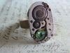 Steampunk Ring - Vintage Watch Movement Adjustable Filigree Ring - Peridot -Steampunk Jewelry by Steampunkjunq
