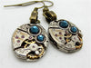 Steampunk Earrings - Deep Blue - Unique - One of a kind - Great for stocking stuffer or birthday gift