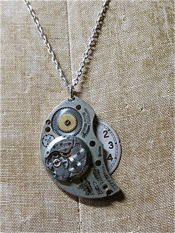 STeampunk Pendant necklace - Archive - Handmade Steampunk jewelry made with real vintage pocket watch and watch parts