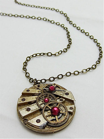 Steampunk Pendant - Time Lock - Steampunk Necklace- Steampunk jewelry made with real vintage Pocket watch parts