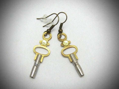 Unique - one of a kind - Steampunk ear gear -  keys to time  - Steampunk Earrings - Womans earrings - For her